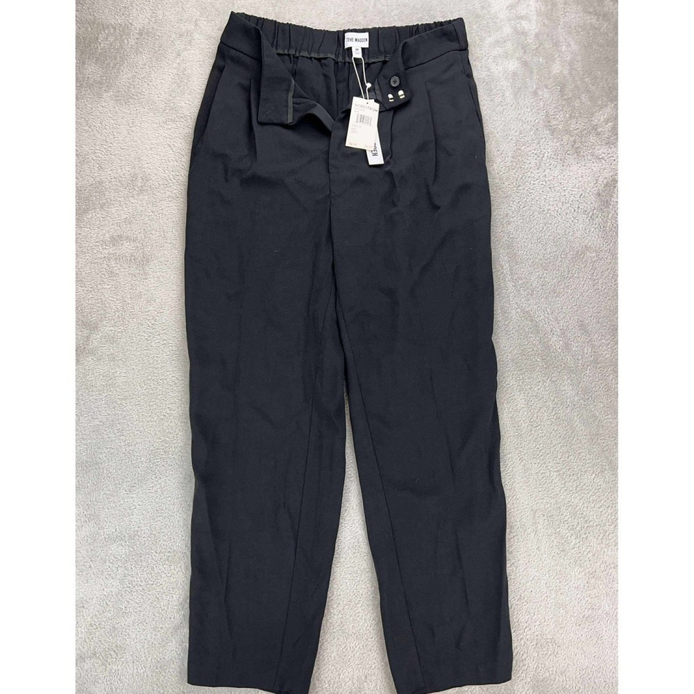 Steve Madden Black Pleated‎ Trousers Elastic Waist Career Casual Pants